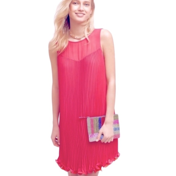 MAEVE - WOMEN'S 4 PINK ROSE SLEEVELESS ROUND NECK  PLEATED LAYERED DRESS NWT - Picture 10 of 10